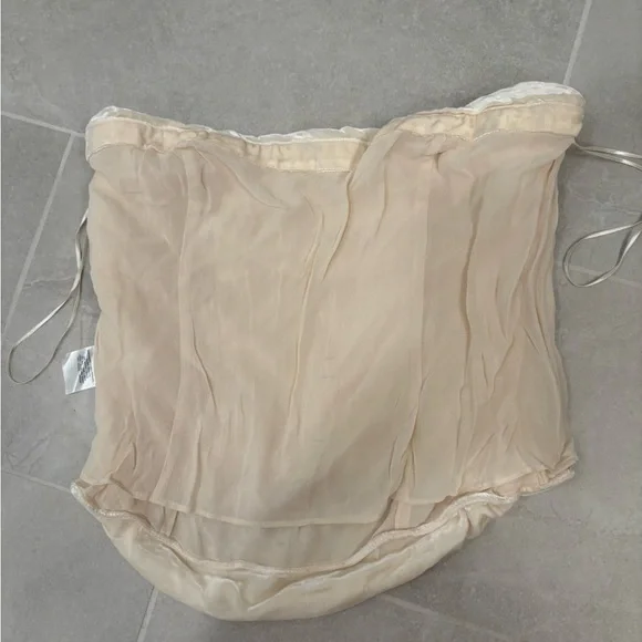 Reformation Addie Cream Velvet Ruched Corset Top Size 12 - Picture 8 of 11